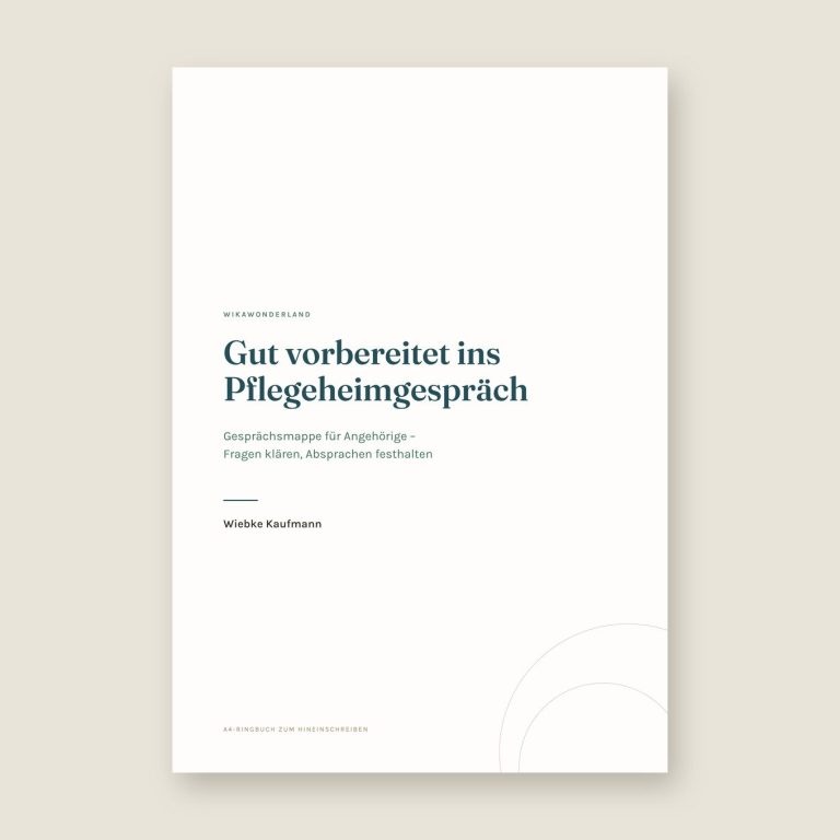 Gesprächsmappe für Angehörige, aufgeschlagen auf einer Gesprächsseite